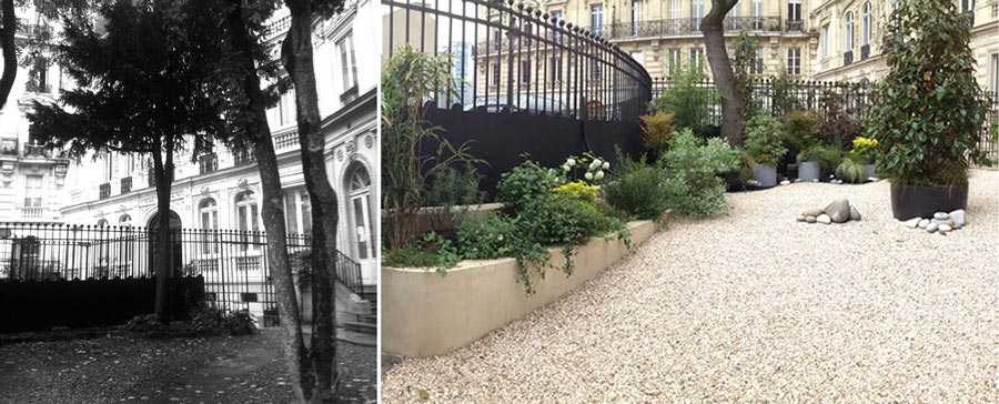 Avant-Après : aménagement aménagement d'une cour intérieure par un jardinier paysagiste