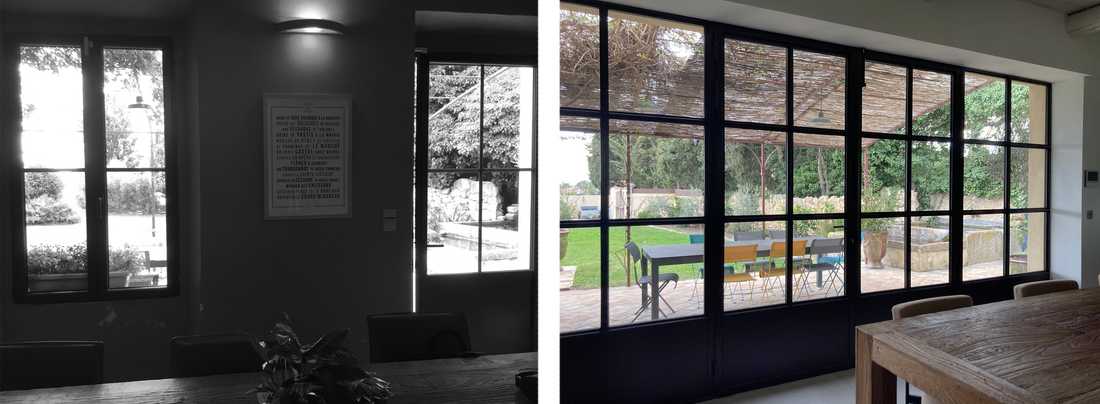 Avant-après : Création d'une baie vitrée sur mesure dans une cuisine pour apporter de la lumière