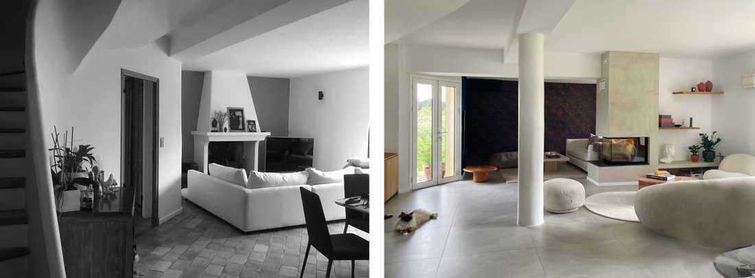 Avant-aprés : Décloisonnement du séjour par un architecte d'intérieur