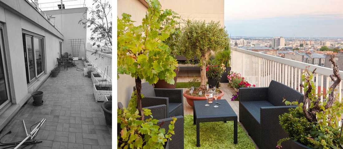 Aménagement d'une terrasse par un jardinier paysagiste à Marseille